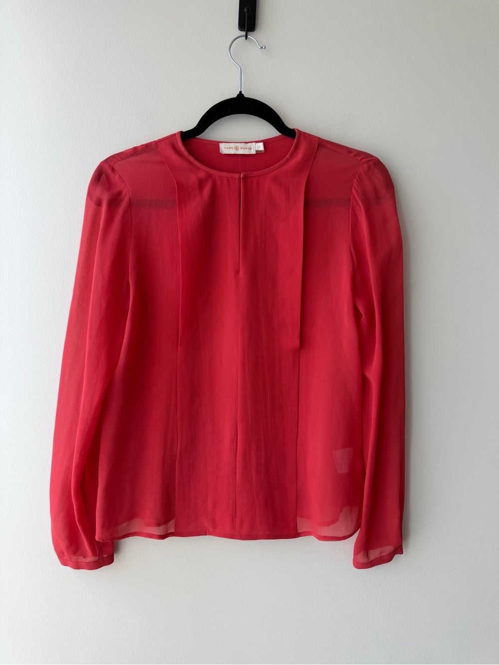 Tory Burch Red Silk Keyhole Blouse